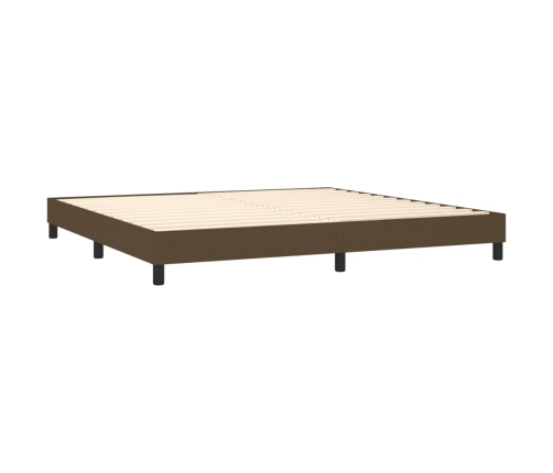 Cama box spring con colchón tela marrón oscuro 160x200 cm