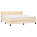 Cama box spring con colchón tela color crema 160x200 cm