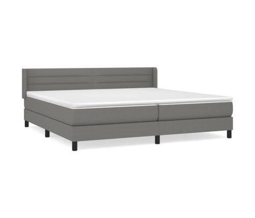 Cama box spring con colchón tela gris oscuro 200x200 cm