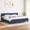 Cama box spring con colchón tela azul 200x200 cm