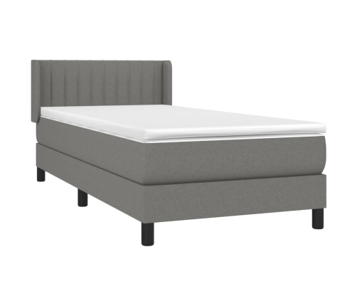 Cama box spring con colchón tela gris oscuro 90x190 cm