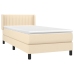 Cama box spring con colchón tela color crema 90x200 cm