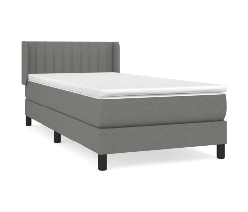 Cama box spring con colchón tela gris oscuro 100x200 cm