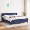 Cama box spring con colchón tela azul 160x200 cm