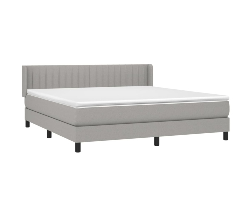 Cama box spring con colchón tela gris claro 180x200 cm