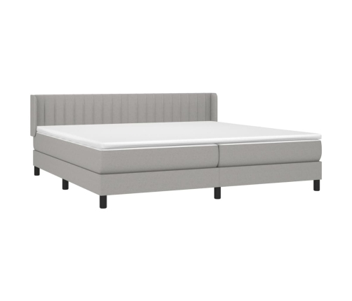 Cama box spring con colchón tela gris claro 200x200 cm