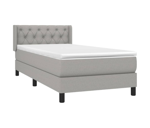 Cama box spring con colchón tela gris claro 80x200 cm