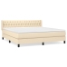 Cama box spring con colchón tela color crema 180x200 cm