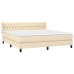 Cama box spring con colchón tela color crema 180x200 cm