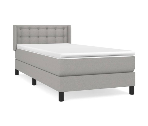 Cama box spring con colchón tela gris claro 80x200 cm