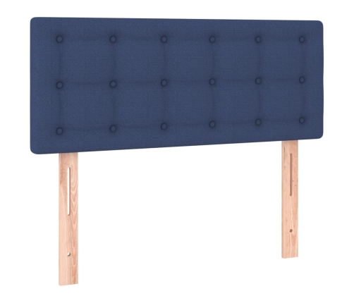 Cama box spring con colchón tela azul 80x200 cm