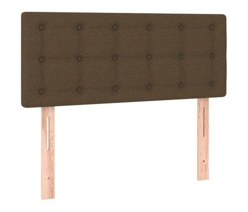 Cama box spring con colchón tela marrón oscuro 90x190 cm