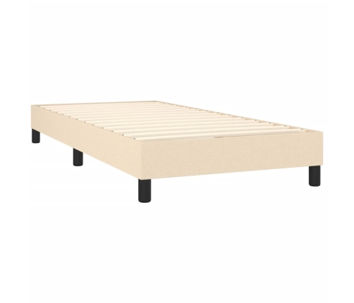 Cama box spring con colchón tela color crema 90x190 cm