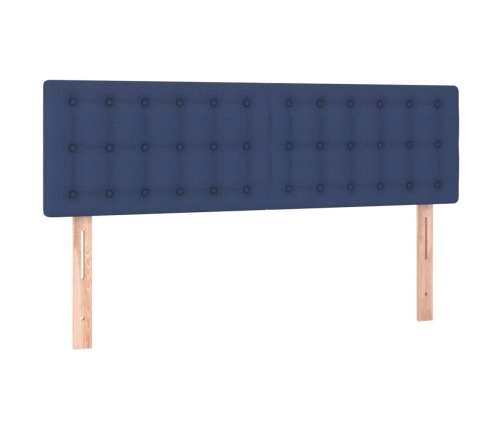 Cama box spring con colchón tela azul 140x190 cm