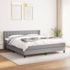 Cama box spring con colchón tela gris claro 160x200 cm