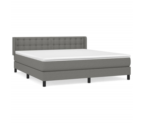 Cama box spring con colchón tela gris oscuro 180x200 cm