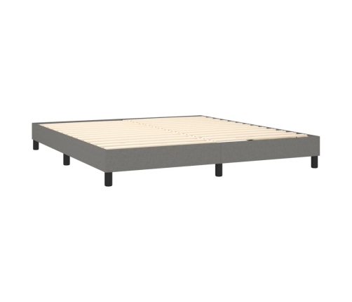 Cama box spring con colchón tela gris oscuro 180x200 cm