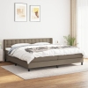 Cama box spring con colchón tela gris taupe 200x200 cm