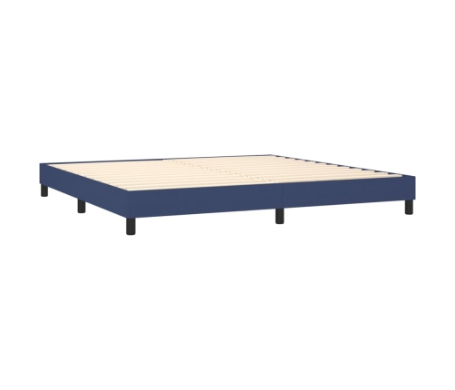 Cama box spring con colchón tela azul 200x200 cm