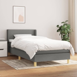 Cama box spring con colchón tela gris oscuro 80x200 cm