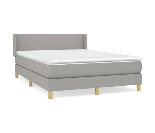 Cama box spring con colchón tela gris claro 140x190 cm