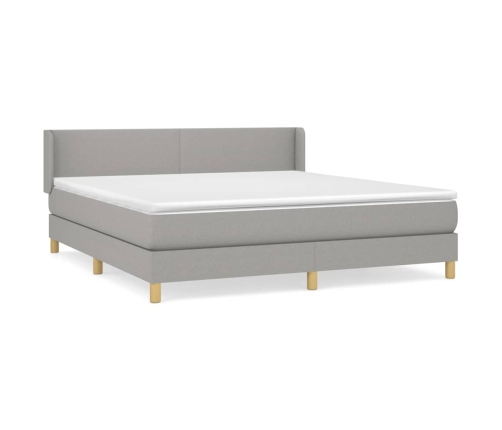 Cama box spring con colchón tela gris claro 180x200 cm