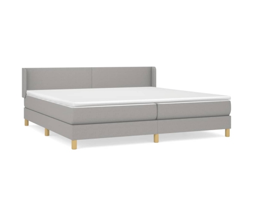 Cama box spring con colchón tela gris claro 200x200 cm