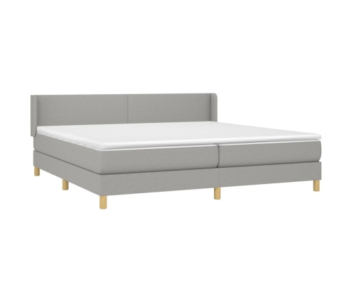 Cama box spring con colchón tela gris claro 200x200 cm