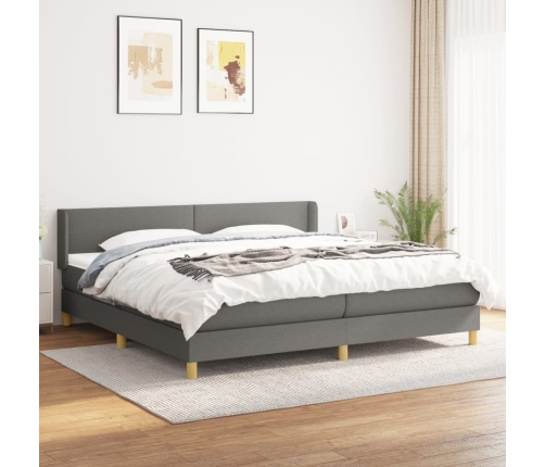 Cama box spring con colchón tela gris oscuro 200x200 cm