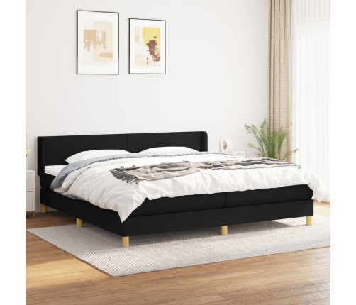 Cama box spring con colchón tela negro 200x200 cm