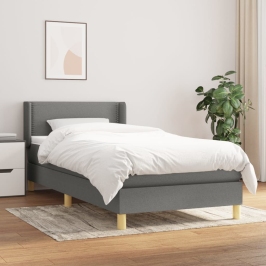 Cama box spring con colchón tela gris oscuro 90x190 cm