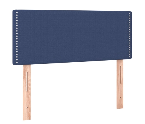 Cama box spring con colchón tela azul 90x190 cm