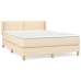 Cama box spring con colchón tela color crema 140x190 cm