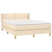 Cama box spring con colchón tela color crema 140x190 cm