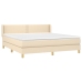Cama box spring con colchón tela color crema 160x200 cm