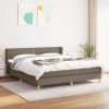 Cama box spring con colchón tela gris taupe 180x200 cm