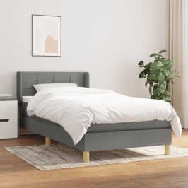 Cama box spring con colchón tela gris oscuro 80x200 cm