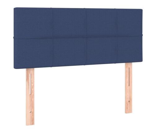 Cama box spring con colchón tela azul 90x200 cm