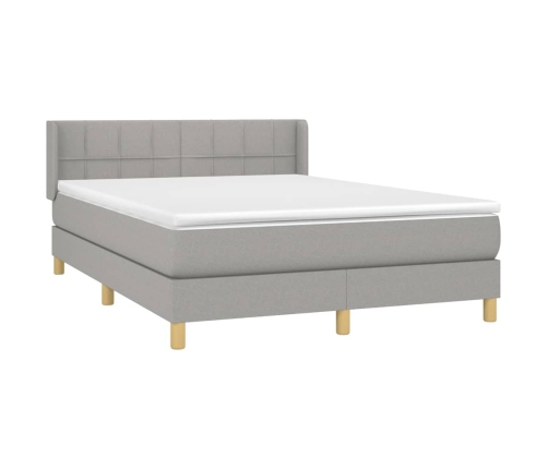 Cama box spring con colchón tela gris claro 140x190 cm