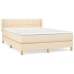 Cama box spring con colchón tela color crema 140x190 cm