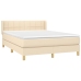 Cama box spring con colchón tela color crema 140x190 cm