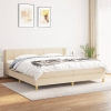 Cama box spring con colchón tela color crema 200x200 cm