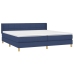 Cama box spring con colchón tela azul 200x200 cm