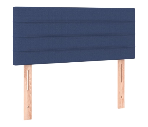 Cama box spring con colchón tela azul 90x190 cm