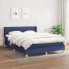 Cama box spring con colchón tela azul 140x190 cm