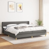 Cama box spring con colchón tela gris oscuro 200x200 cm