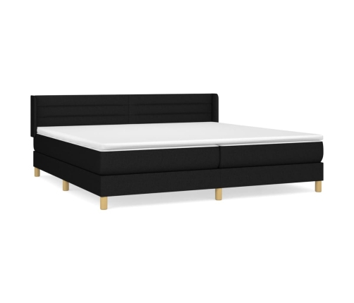 Cama box spring con colchón tela negro 200x200 cm