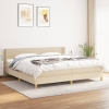 Cama box spring con colchón tela color crema 200x200 cm