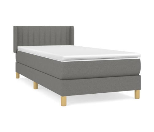 Cama box spring con colchón tela gris oscuro 80x200 cm