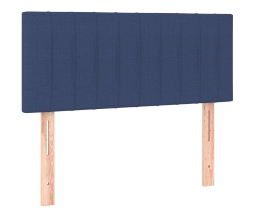 Cama box spring con colchón tela azul 90x190 cm